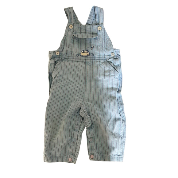 Vintage 90’s Cherokee Size 12M Blue & Navy Nautical Striped Overalls Cotton - Picture 1 of 7